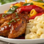 Sweet and Spicy Honey Pepper Chicken with Creamy Macaroni & Cheese