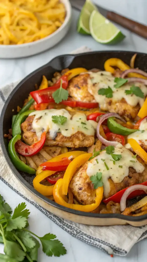 Cheesy Baked Fajita Chicken on a plate