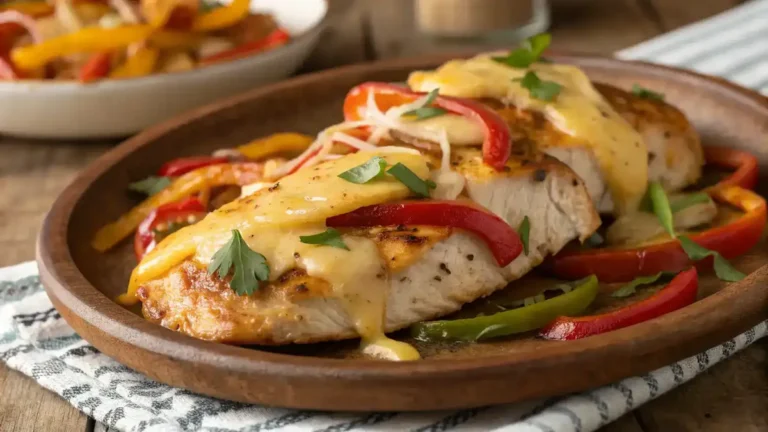 Close-up of Cheesy Baked Fajita Chicken