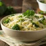 Delicious Creamy Parmesan Orzo with Broccoli