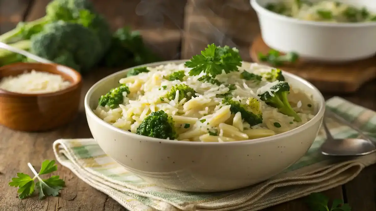 Delicious Creamy Parmesan Orzo with Broccoli