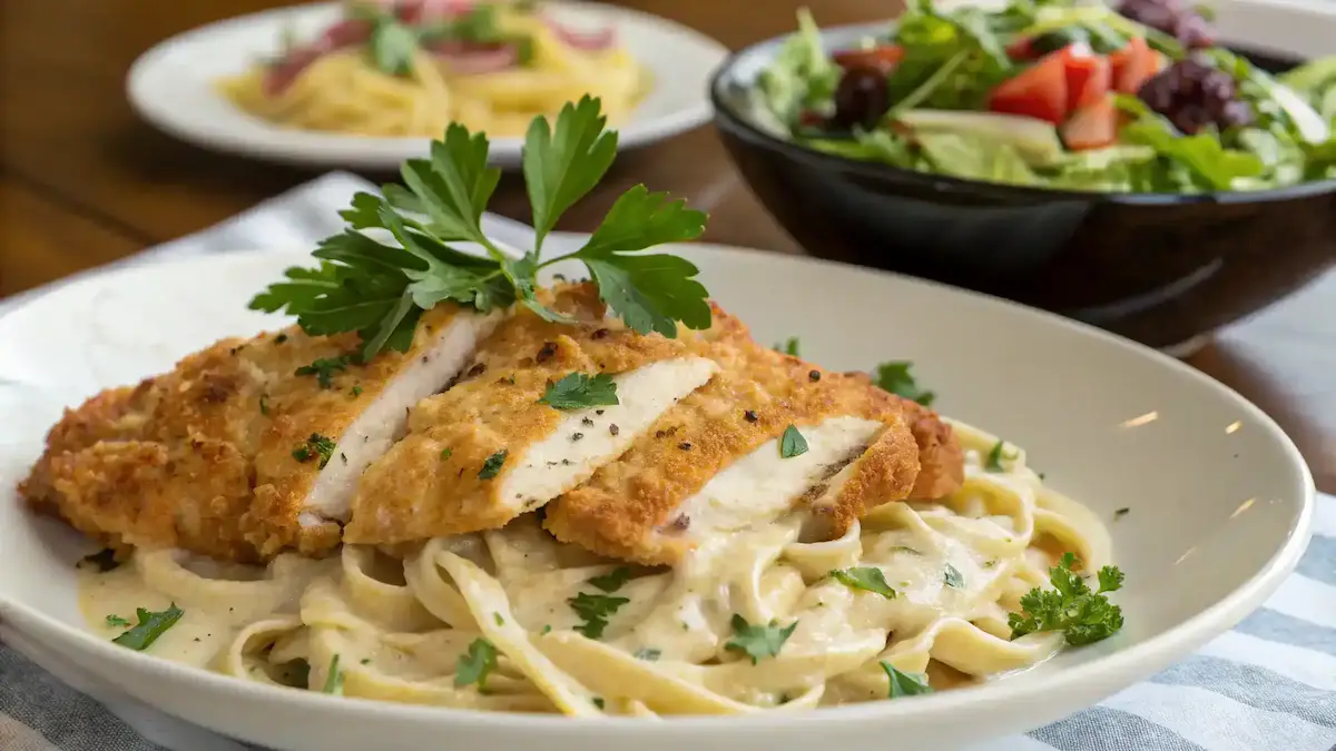 Crispy Chicken with Creamy Pasta