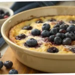 Freshly baked Blueberry Cottage Cheese Breakfast Bake