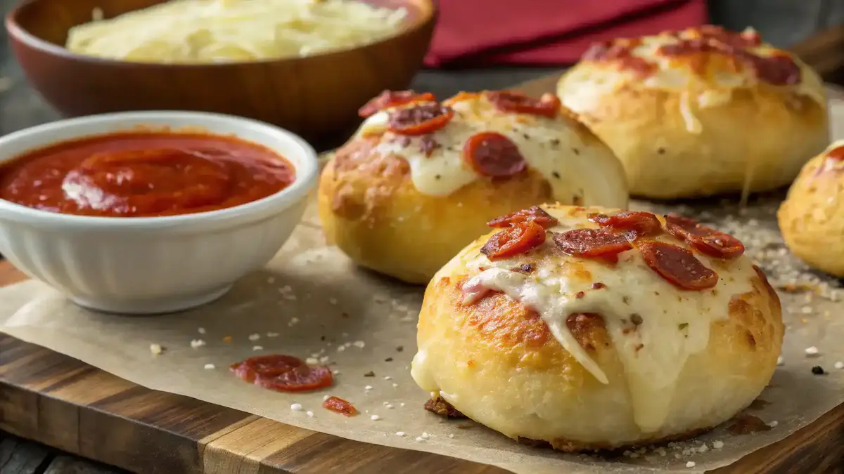 Freshly Baked Cheesy Pepperoni Pizza Bombs