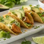 Plated Chicken Wonton Tacos