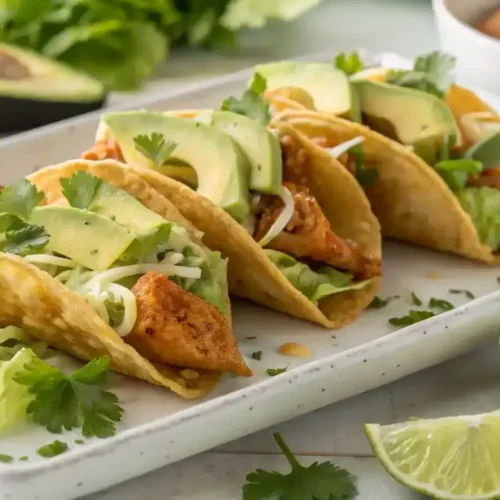 Plated Chicken Wonton Tacos