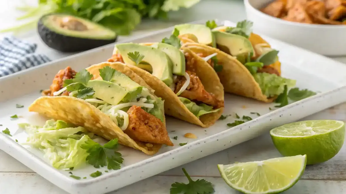 Plated Chicken Wonton Tacos