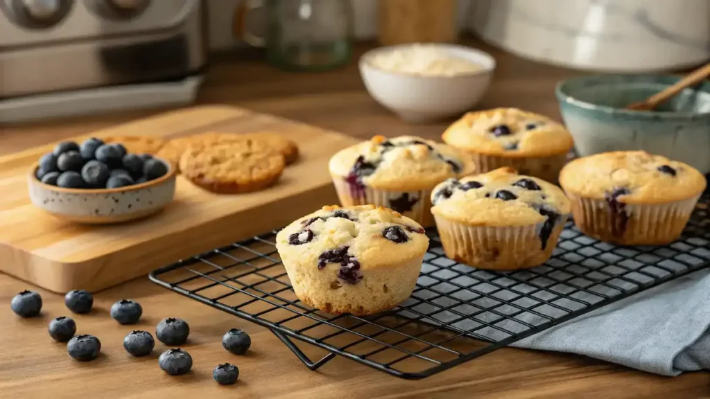Freshly Baked Cottage Cheese Blueberry Muffins