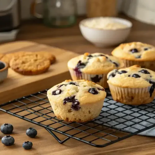 Freshly Baked Cottage Cheese Blueberry Muffins