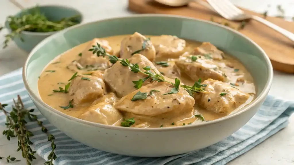 Finished Crockpot Chicken & Gravy