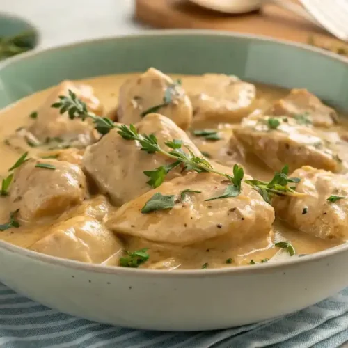 Finished Crockpot Chicken & Gravy