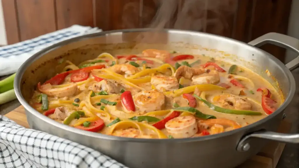 One-Pot Creamy Cajun Pastalaya in a pot
