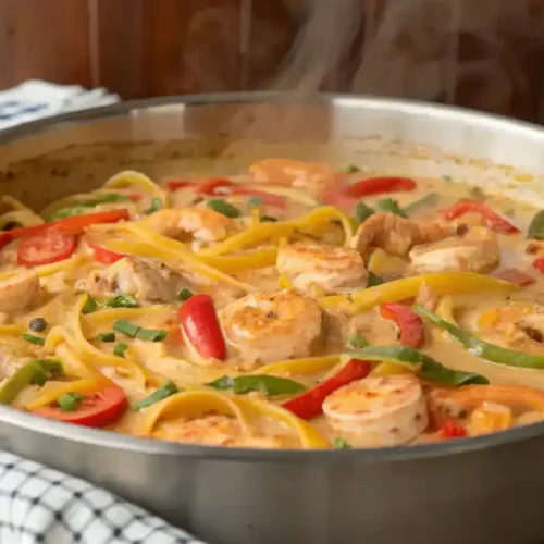 One-Pot Creamy Cajun Pastalaya in a pot