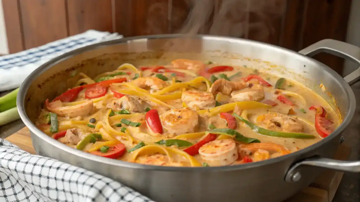 One-Pot Creamy Cajun Pastalaya in a pot