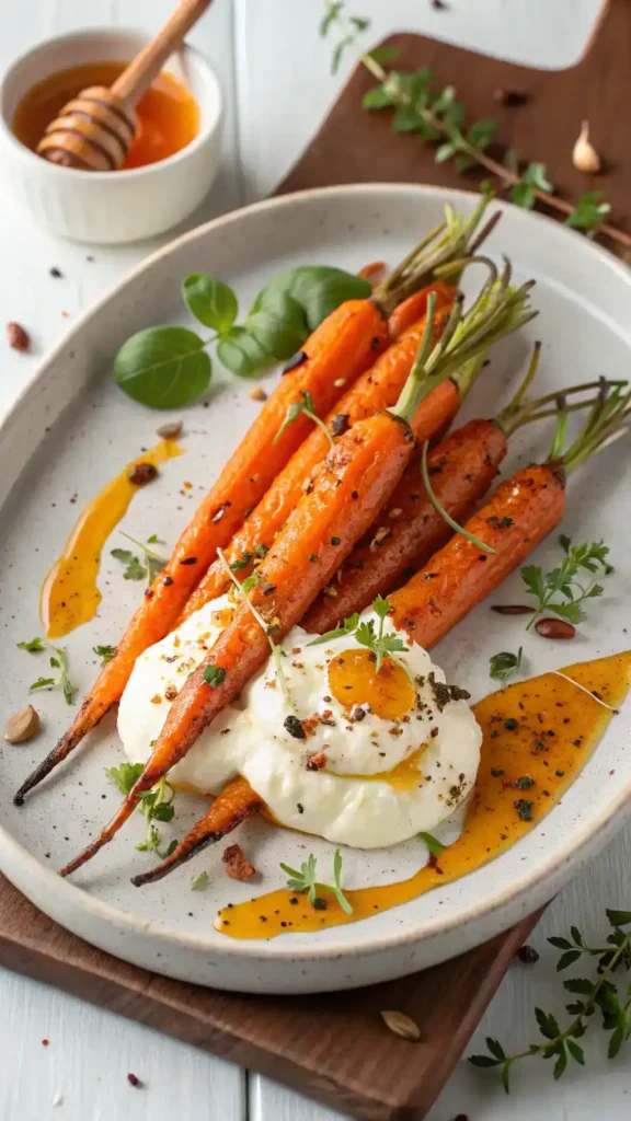 Roasted Carrots with Whipped Ricotta and Hot Honey