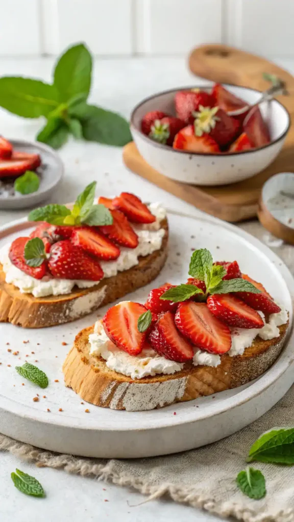 Roasted Strawberry Whipped Ricotta Toast