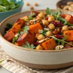 Plated Roasted Sweet Potato & Chickpea Salad