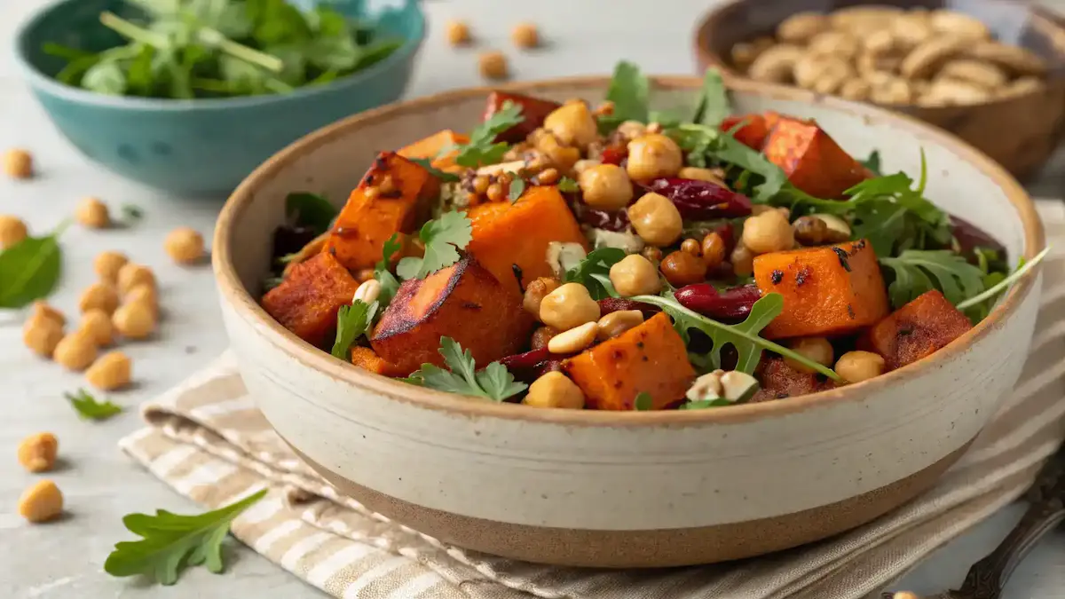 Plated Roasted Sweet Potato & Chickpea Salad