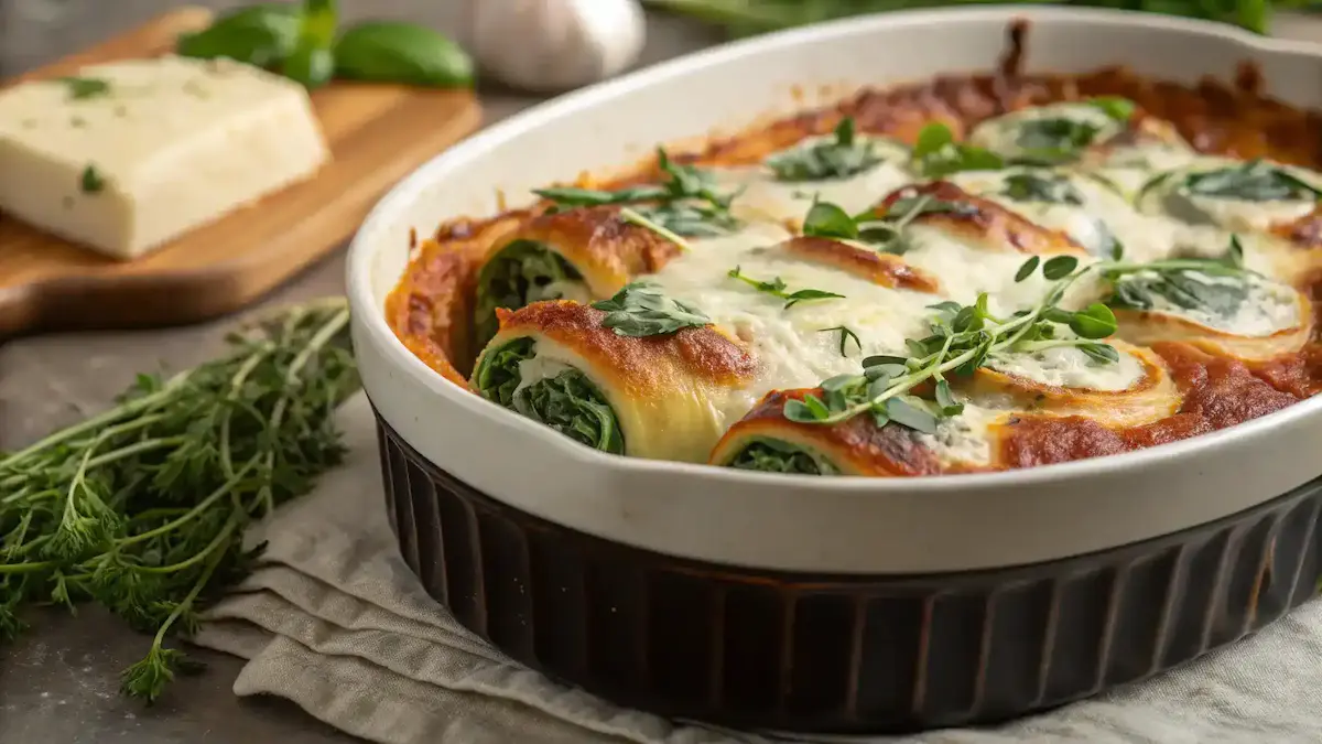 Baked Spinach and Ricotta Rotolo