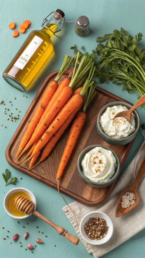 Ingredients for Roasted Carrots with Whipped Ricotta and Hot Honey