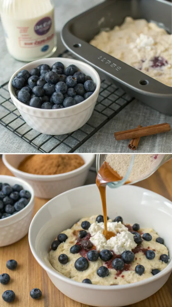 Making Blueberry Cottage Cheese Breakfast Bake