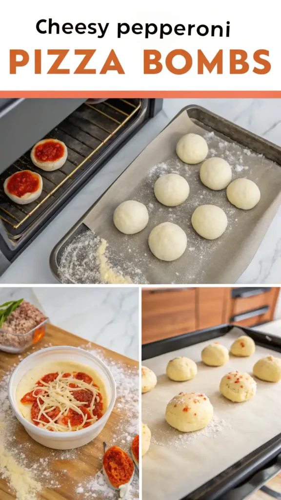 Making Cheesy Pepperoni Pizza Bombs