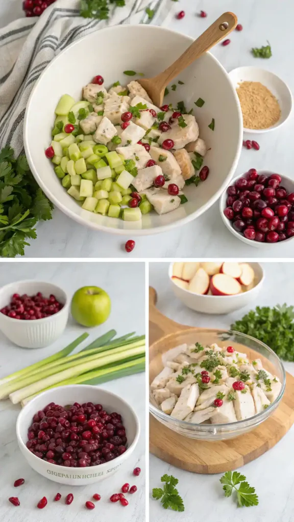 Step-by-step process of making Cranberry Chicken Salad