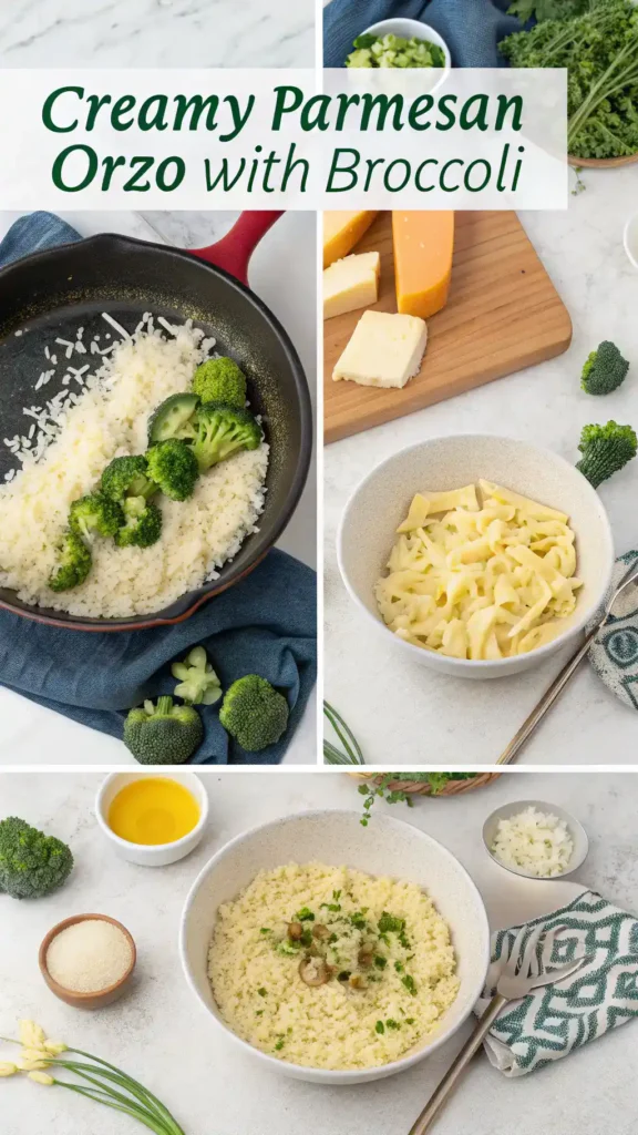 Cooking process of Creamy Parmesan Orzo with Broccoli
