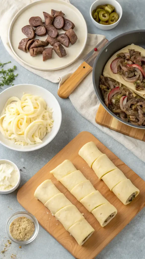 Step-by-step guide to making Philly Cheesesteak Crescent Rolls