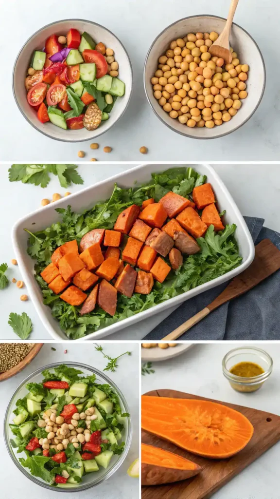 Step-by-step guide to making Roasted Sweet Potato & Chickpea Salad