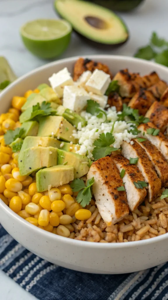Delicious Street Corn Chicken Rice Bowl