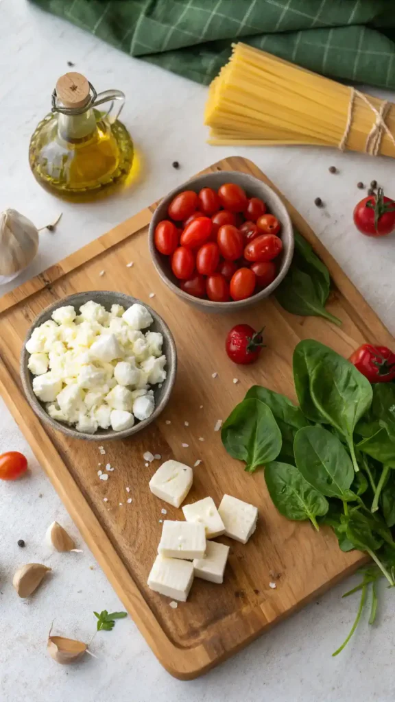 Ingredients for Baked Feta Pasta.