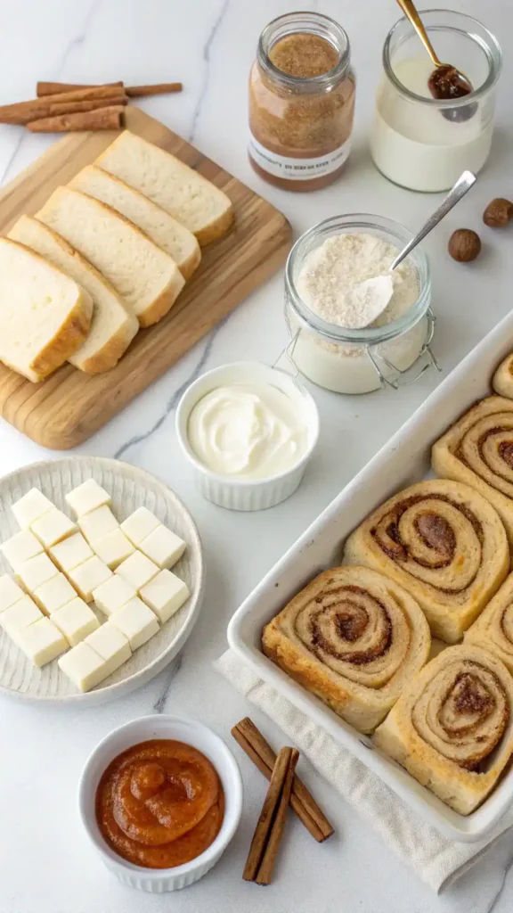 Ingredients for Cinnamon Roll French Toast Roll-Ups