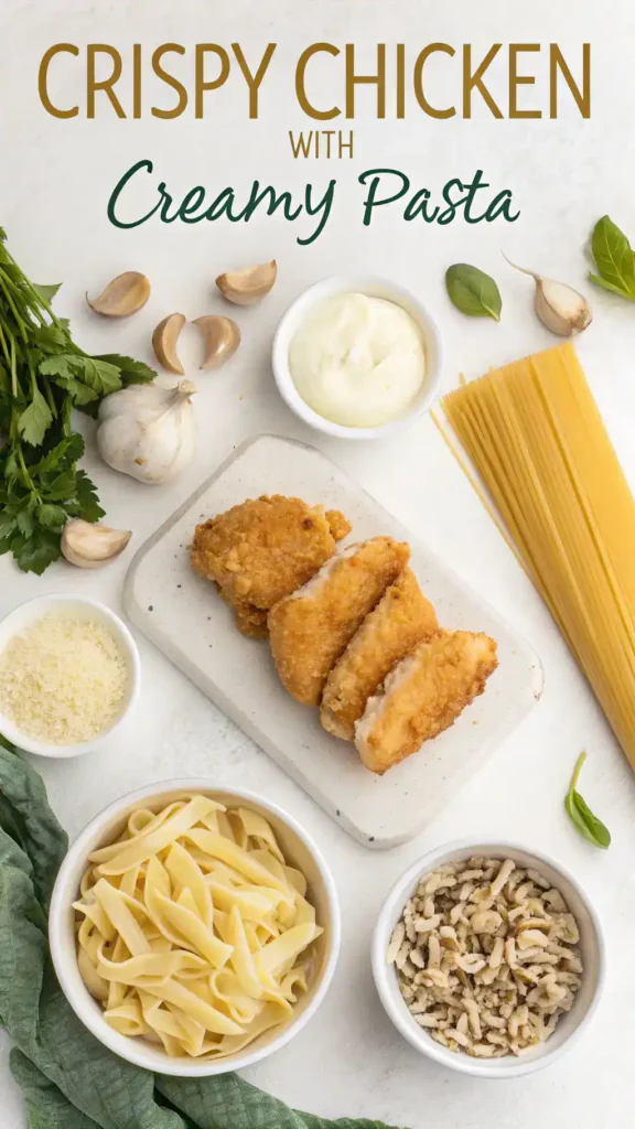 Ingredients for Crispy Chicken with Creamy Pasta