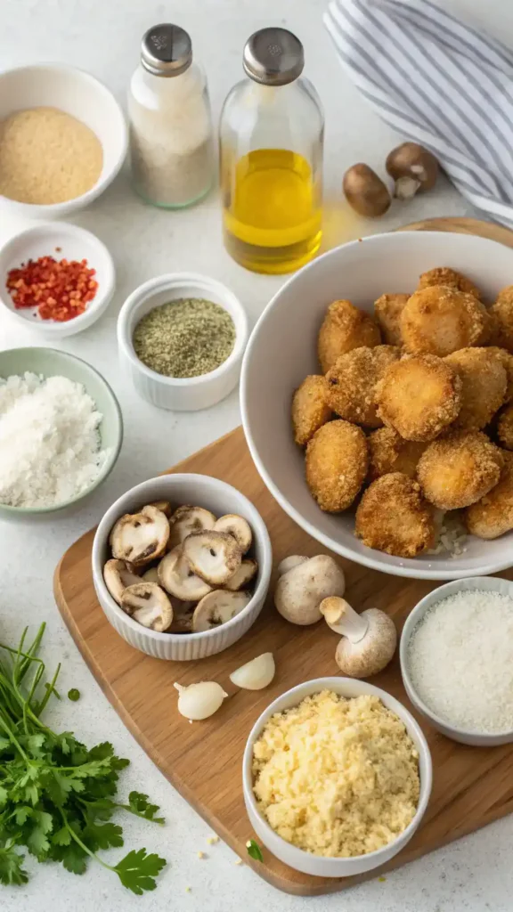 Ingredients for Crispy Fried Mushrooms