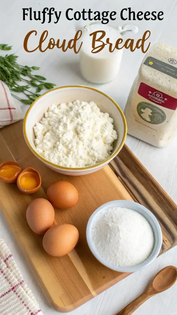 Ingredients for Fluffy Cottage Cheese Cloud Bread
