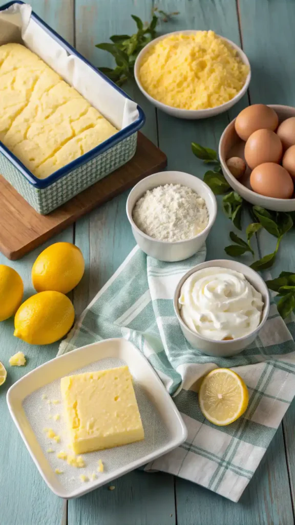 Ingredients for Lemon Cream Cheese Dump Cake