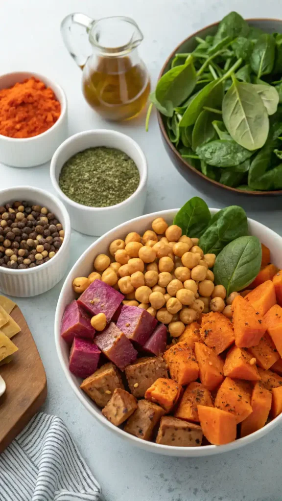Ingredients for Roasted Sweet Potato & Chickpea Salad