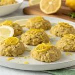 Delicious Lemon Oatmeal No-Bake Cookies on a plate.