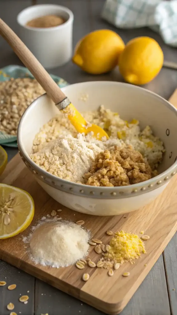 Mixing the ingredients for Lemon Oatmeal No-Bake Cookies.