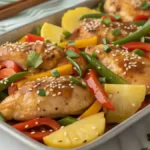 Plated Hawaiian Chicken Sheet Pan