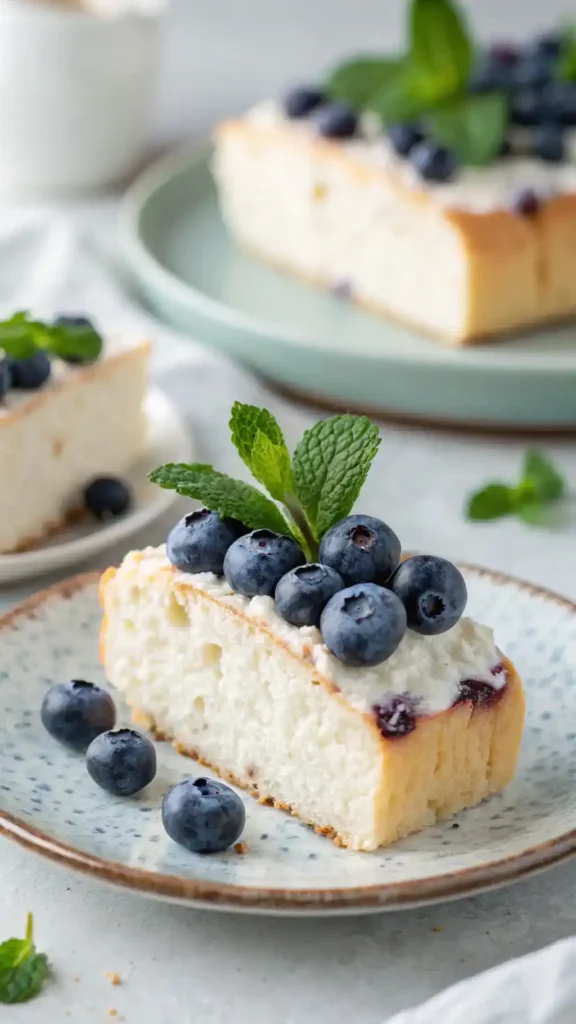 Slice of Blueberry Fluffy Cottage Cheese Cloud Bread