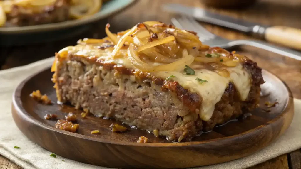Slice of French Onion Meatloaf
