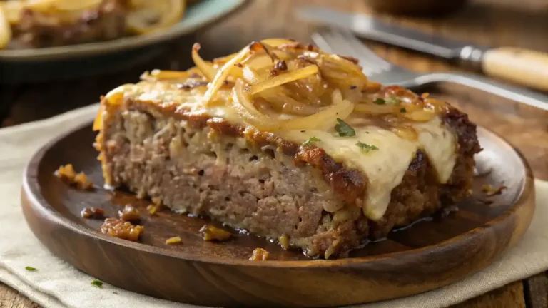 Slice of French Onion Meatloaf