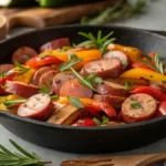 Smoky Sausage and Veggie Skillet with fresh herbs