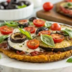 Crispy Air Fryer Eggplant Pizza ready to serve.