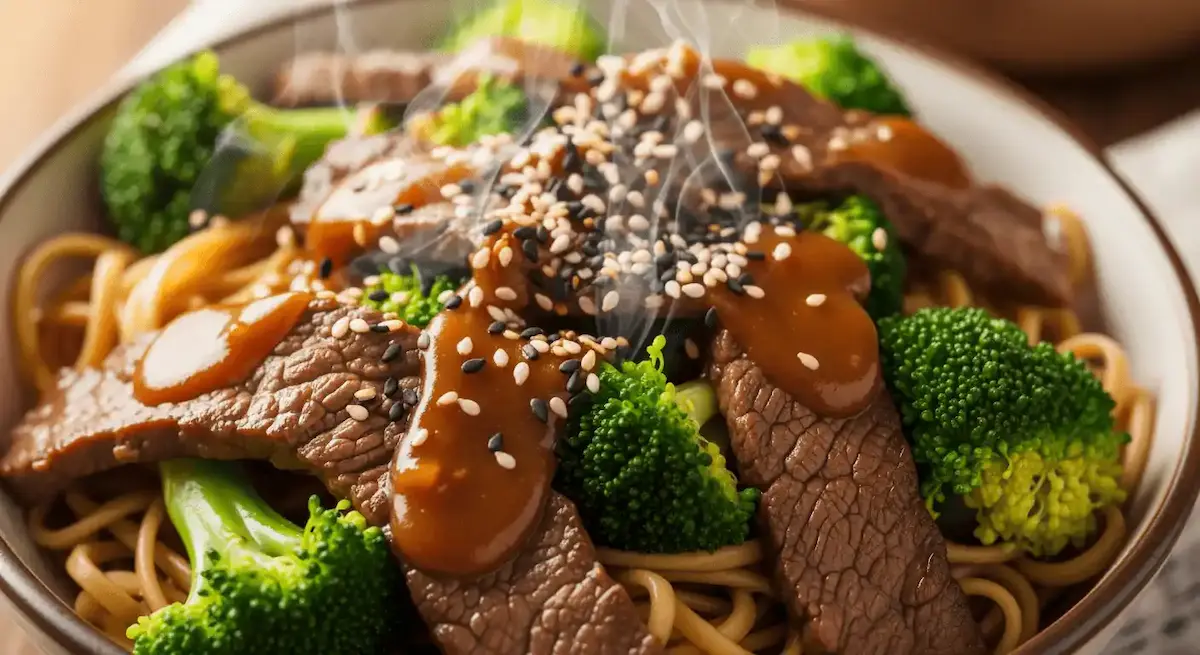 Bowl of Beef and Broccoli Noodles