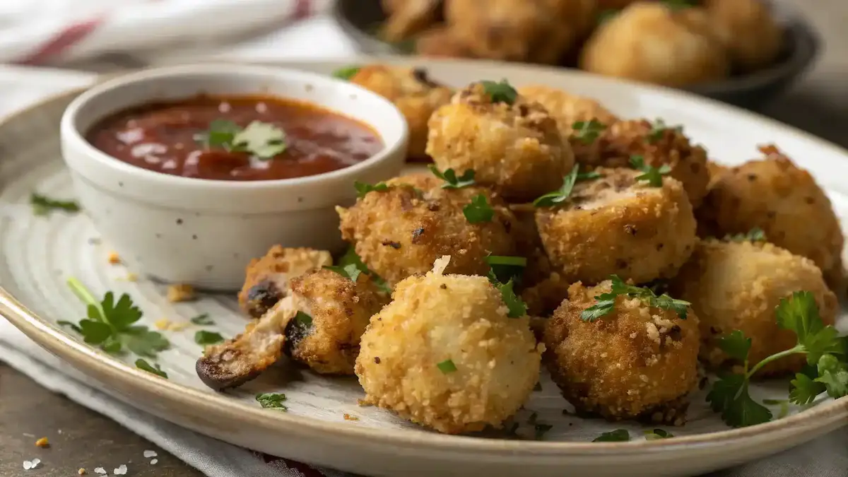 Crispy Garlic Mushroom Bites