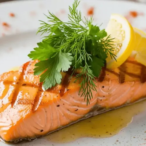 Grilled salmon with marinade
