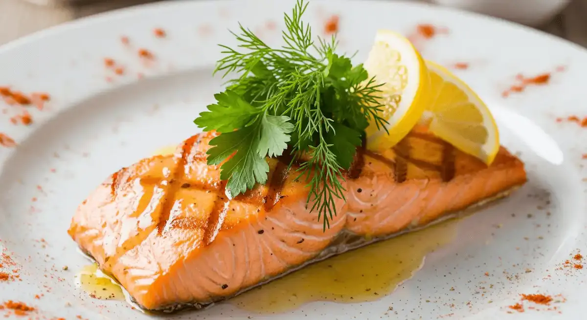 Grilled salmon with marinade